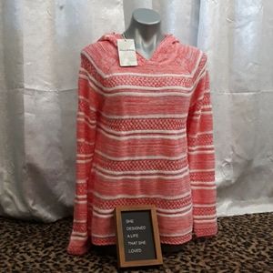 Tommy Bahama Linen Striped Knit Hoodie Sweater NEW